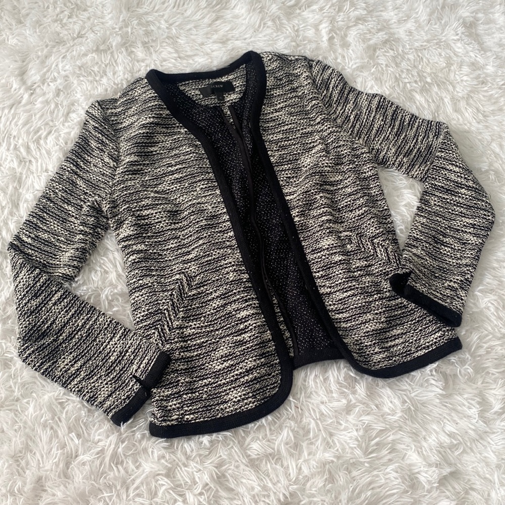 J.Crew tweed black and white jacket cardigan